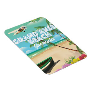 Magnet Flexible Affiche de voyage de la plage de Grand Anse à Gren