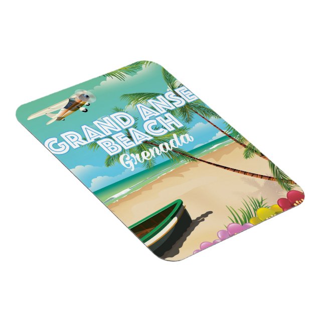 Magnet Flexible Affiche de voyage de la plage de Grand Anse à Gren (Côté Droit)
