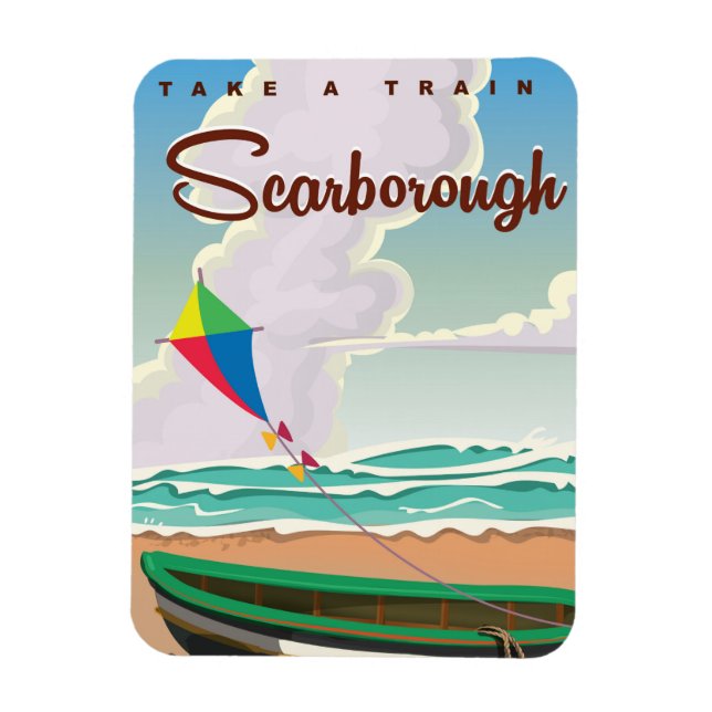 Magnet Flexible Affiche de voyage de la plage de Scarborough (Vertical)