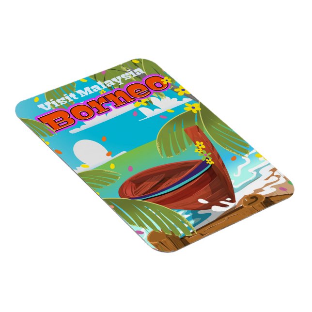 Magnet Flexible Affiche de voyage de l'île de Bornéo. (Côté Droit)