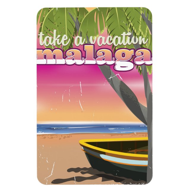 Magnet Flexible Affiche de voyage de Malaga Espagne. (Vertical)