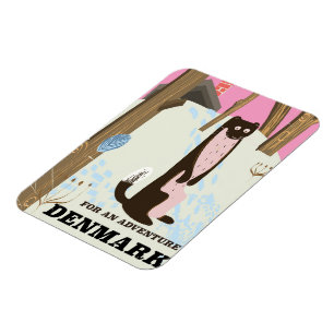Magnet Flexible Affiche de voyage de paysage de dessin animé vinta