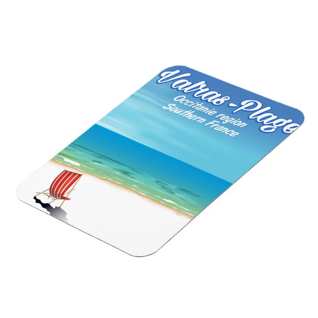 Magnet Flexible Affiche de voyage de plage Valras-Plage France. (Côté Gauche)