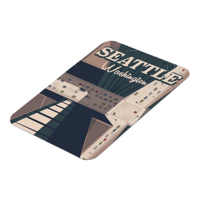 Magnet Flexible Affiche de voyage de Seattle, État de Washington (Côté Gauche)