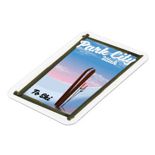 Magnet Flexible Affiche de voyage de ski à Park City Utah