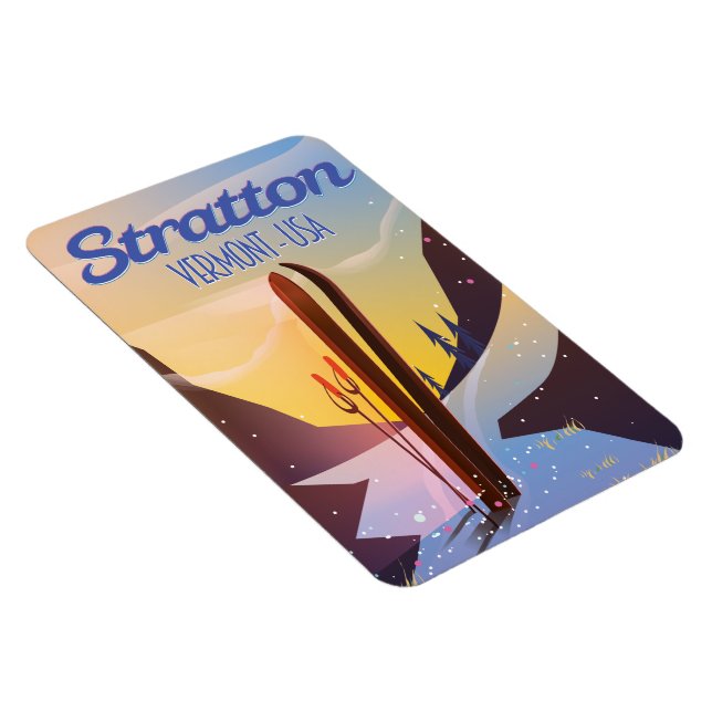 Magnet Flexible Affiche de voyage de ski à Stratton Vermont (Côté Droit)