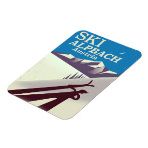 Magnet Flexible Affiche de voyage de ski autrichien à Alpbach