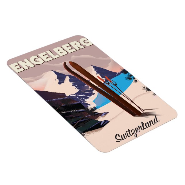 Magnet Flexible Affiche de voyage de ski Engelberg Suisse (Côté Droit)