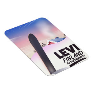 Magnet Flexible Affiche de voyage de snowboard en Finlande à Levi