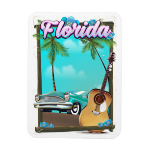 Magnet Flexible Affiche de voyage de style rétro de Floride