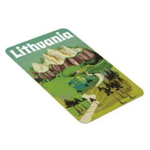 Magnet Flexible Affiche de voyage de style vintage en Lituanie