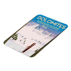 Magnet Flexible Affiche de voyage Dolomites Mont Sassongher Italie