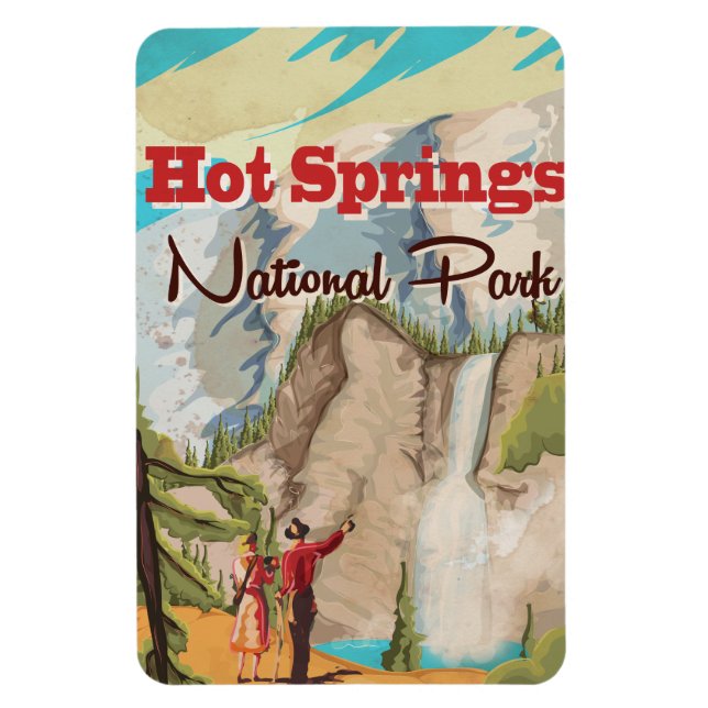 Magnet Flexible Affiche de voyage du parc national de Hot Springs (Vertical)