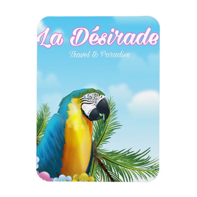 Magnet Flexible Affiche de voyage du perroquet de La Désirade (Vertical)