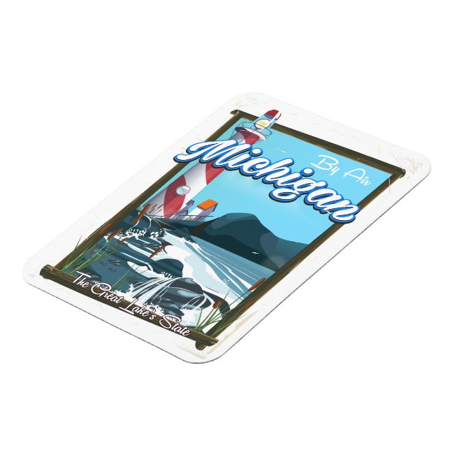 Magnet Flexible Affiche de voyage du phare du Michigan ! (Côté Gauche)