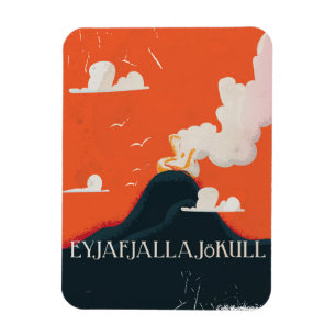 Magnet Flexible Affiche de voyage du volcan Eyjafjallajökull