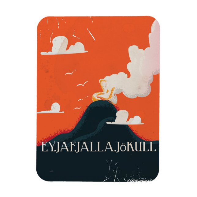 Magnet Flexible Affiche de voyage du volcan Eyjafjallajökull (Vertical)