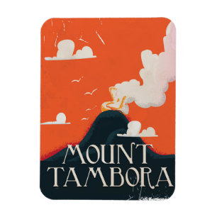 Magnet Flexible Affiche de voyage du volcan Mont Tambora