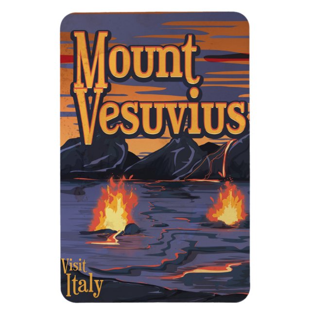 Magnet Flexible Affiche de voyage du volcan Vésuve (Vertical)
