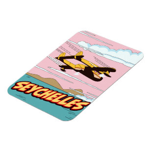 Magnet Flexible Affiche de voyage en dessin des Seychelles.