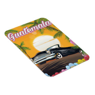 Magnet Flexible Affiche de voyage en voiture du Guatemala Vintage