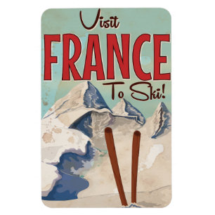 Magnet Flexible Affiche de voyage France Skiing Vintage