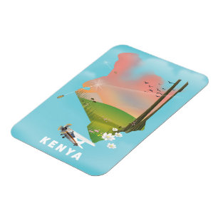 Magnet Flexible Affiche de voyage illustration carte du Kenya.