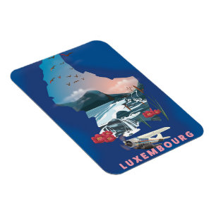 Magnet Flexible Affiche de voyage illustrée de la carte du Luxembo