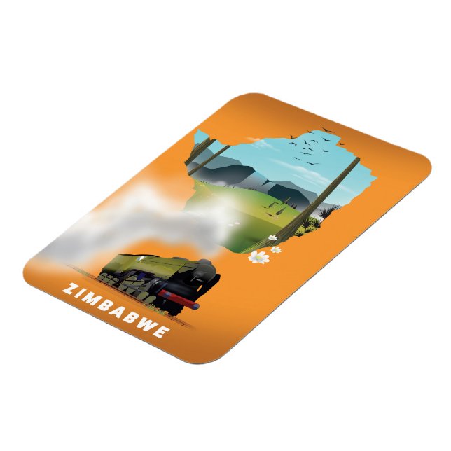 Magnet Flexible Affiche de voyage illustrée de la carte du Zimbabw (Côté Gauche)