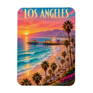 Magnet Flexible Affiche de voyage Los Angeles Californie Coucher d