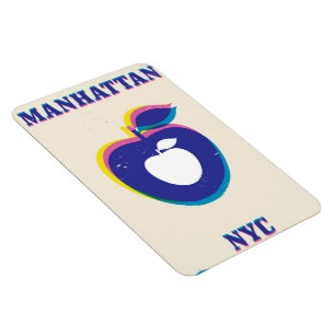 Magnet Flexible Affiche de voyage Manhatten NYC vintage 'Big Apple