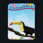 Magnet Flexible Affiche de voyage Maurice<br><div class="desc">poster de voyage à l'île Maurice - dessin exotique de dessin animé du toucan.</div>