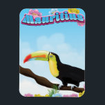 Magnet Flexible Affiche de voyage Maurice<br><div class="desc">poster de voyage à l'île Maurice - dessin exotique de dessin animé du toucan.</div>