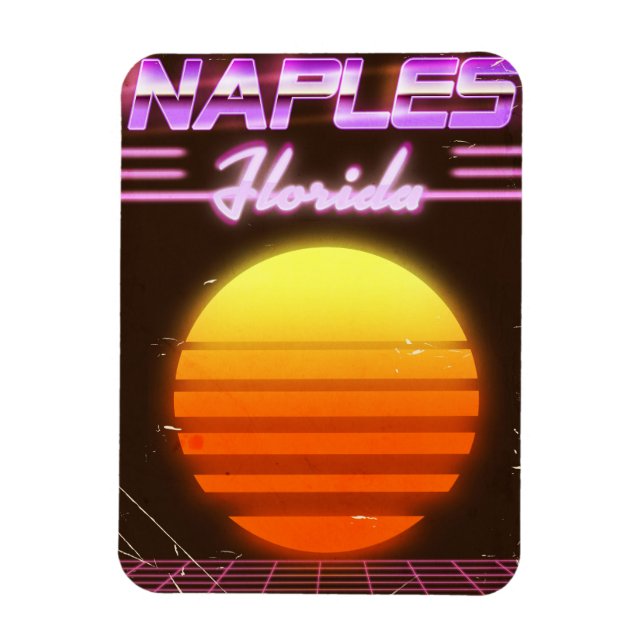 Magnet Flexible Affiche de voyage Naples Floride années 80 (Vertical)