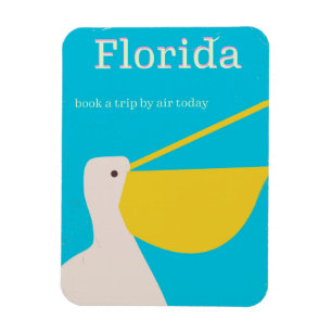 Magnet Flexible Affiche de voyage Pélican de Floride vintage
