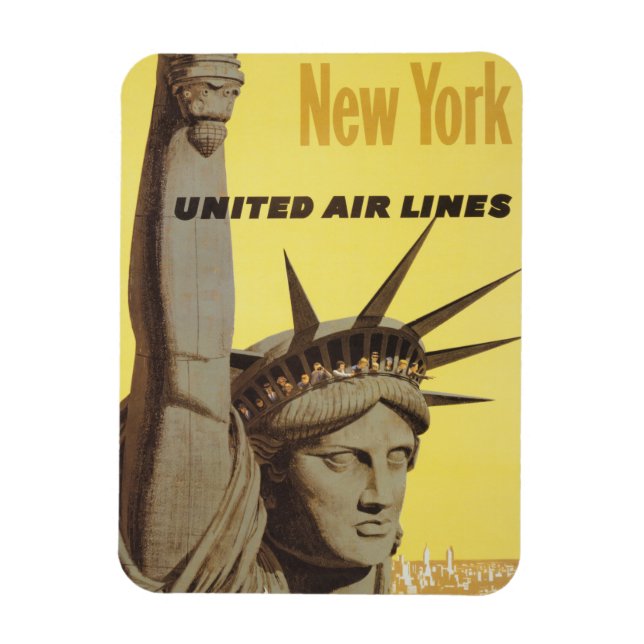 Magnet Flexible Affiche De Voyage Pour New York, United Air Lines (Vertical)