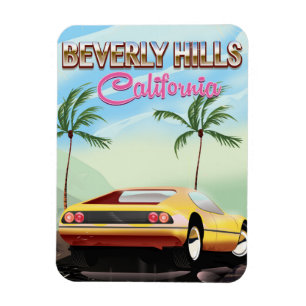 Magnet Flexible Affiche de voyage rétro Beverly Hills Californie