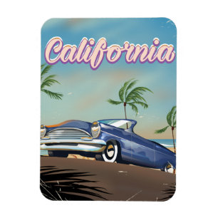 Magnet Flexible Affiche de voyage rétro de voiture vintage Califor