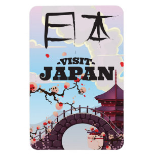 Magnet Flexible Affiche de voyage rétro Visitez le Japon.