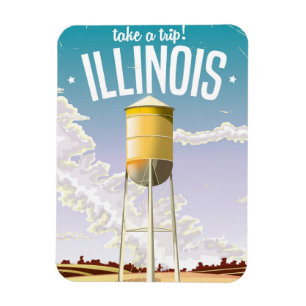 Magnet Flexible Affiche de voyage vintage agricole de l'Illinois