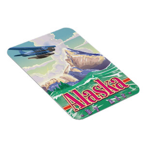 Magnet Flexible Affiche de voyage vintage Alaska États-Unis.