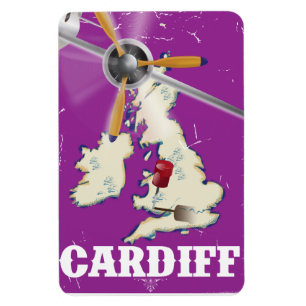 Magnet Flexible Affiche de voyage vintage Cardiff Pays de Galles