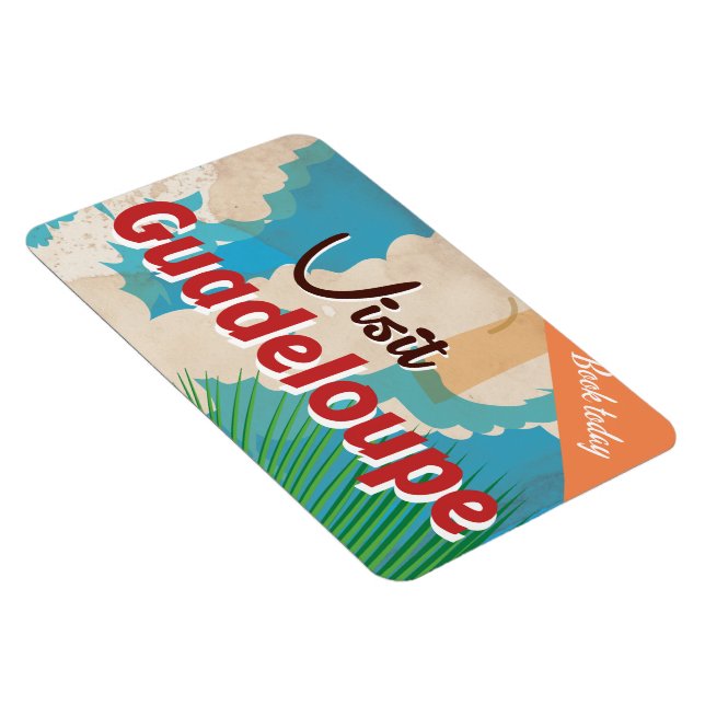 Magnet Flexible Affiche de voyage vintage de Guadeloupe (Côté Droit)