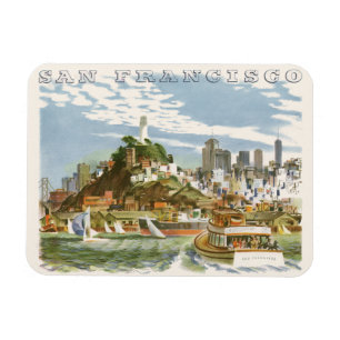 Magnet Flexible Affiche de voyage vintage de la baie de San Franci