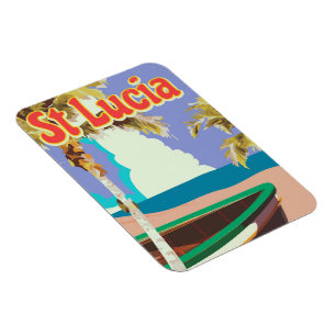 Magnet Flexible Affiche de voyage vintage de la plage de Sainte-Lu