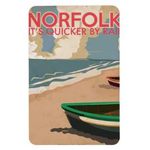 Magnet Flexible Affiche de voyage vintage de Norfolk, Angleterre