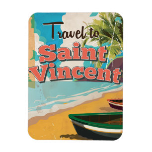 Magnet Flexible Affiche de voyage vintage de Saint-Vincent.