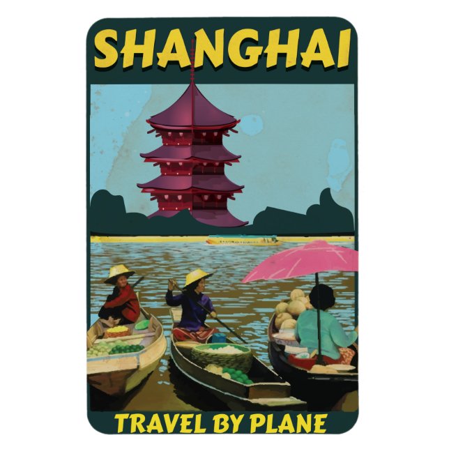 Magnet Flexible Affiche de voyage vintage de Shanghai (Vertical)