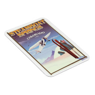 Magnet Flexible Affiche de voyage vintage de Steamboat Springs col