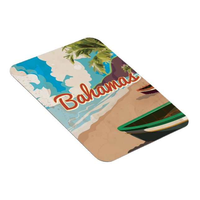 Magnet Flexible Affiche de voyage vintage des Bahamas. (Côté Droit)